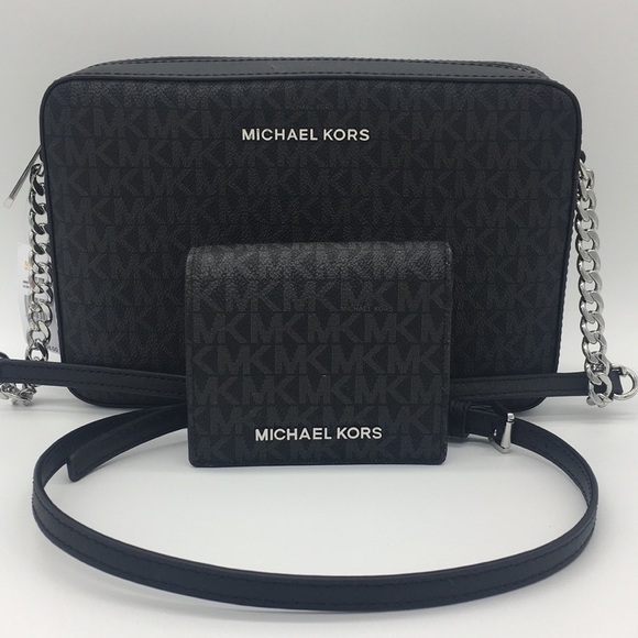 MICHAEL KORS LG EW CROSSBODY Bag Black&Card Case